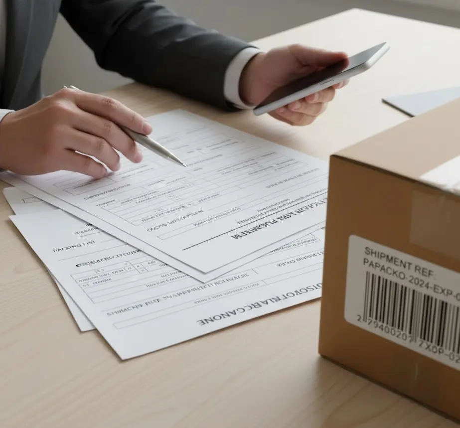 export documentation and compliance paperwork for Papacko shipments