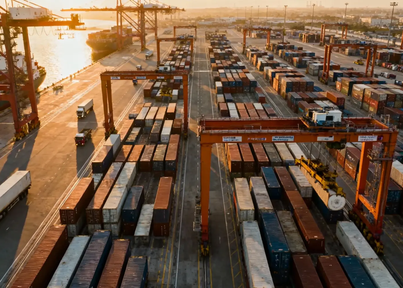 hands checking export documents and customs forms on desk, with packing list and invoice, cardboard box and barcode label nearby, natural office light, 4K close-up