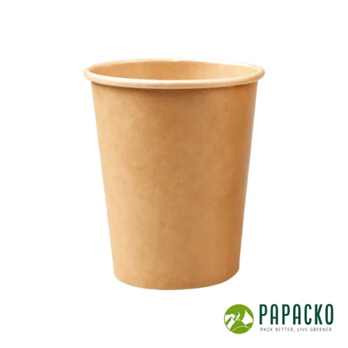 Papacko kraft single wall paper cup for takeaway coffee and hot drinks, eco brown paper cup with food grade coating.