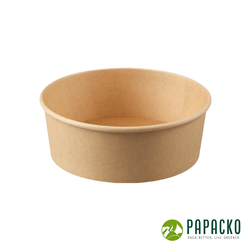 Papacko kraft paper salad bowls as food packaging containers for salads and grain bowls