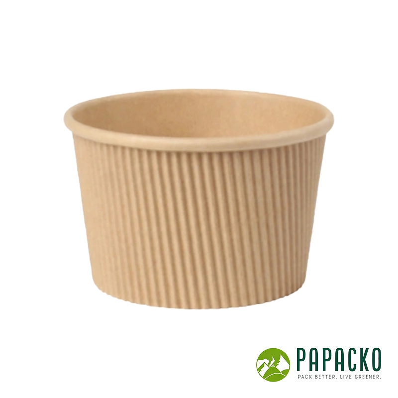 Papacko ripple wall paper bowls with insulated outer layer for hot food packaging