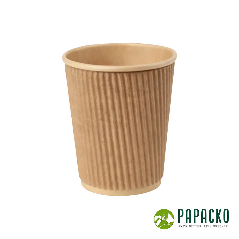 Papacko kraft ripple wall paper cups with textured insulation