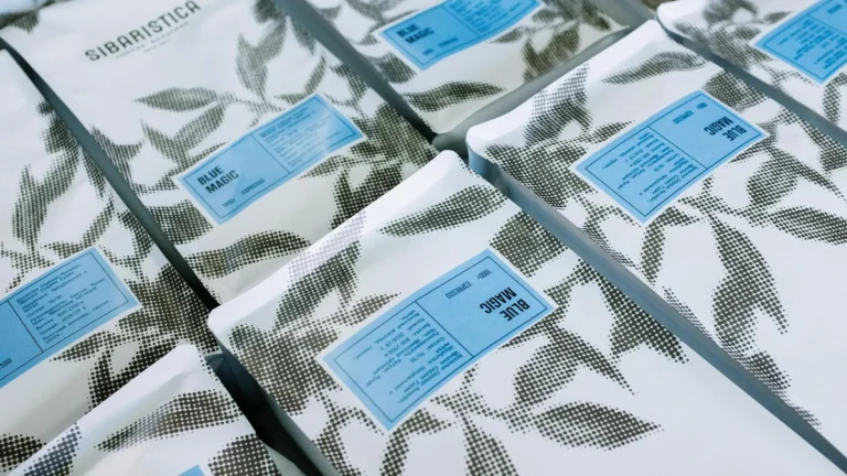 Papacko minimalist coffee packaging showcasing clean typography and negative space design for specialty coffee brands