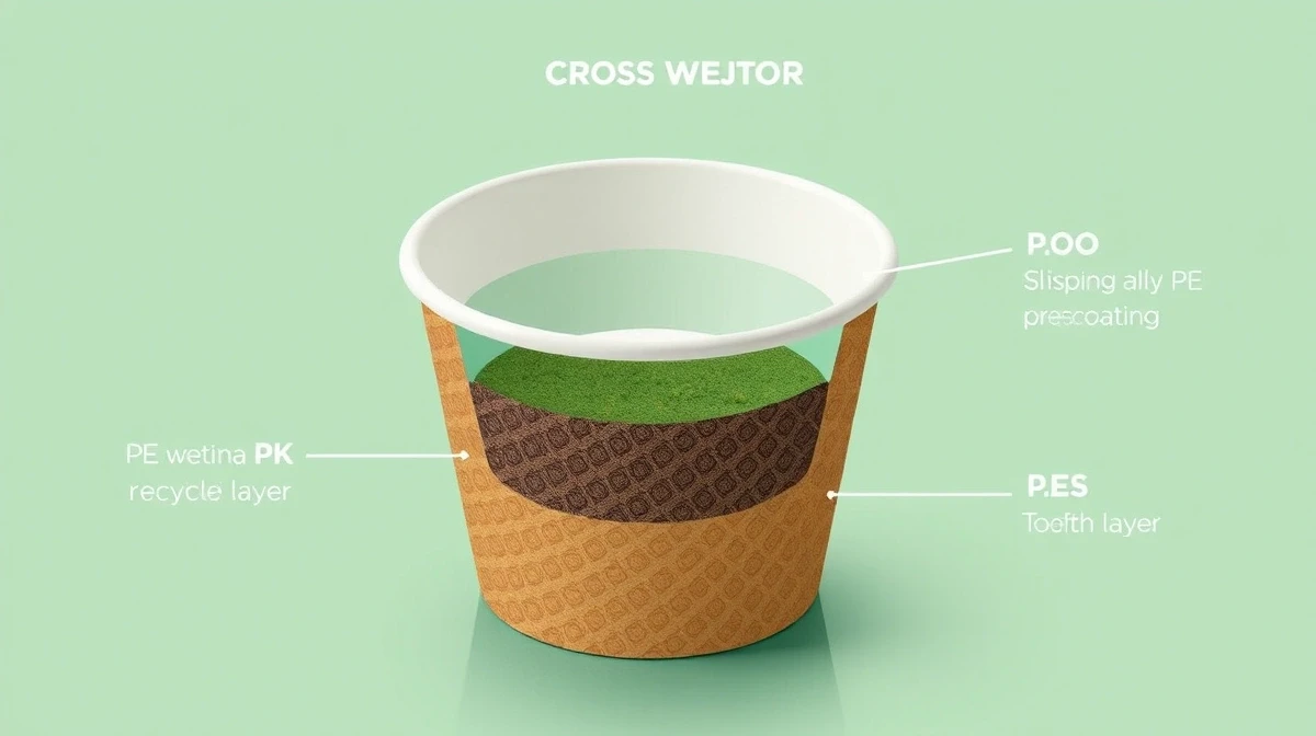 Paper cup recycling challenge showing PE plastic coating that prevents standard recycling - Papacko