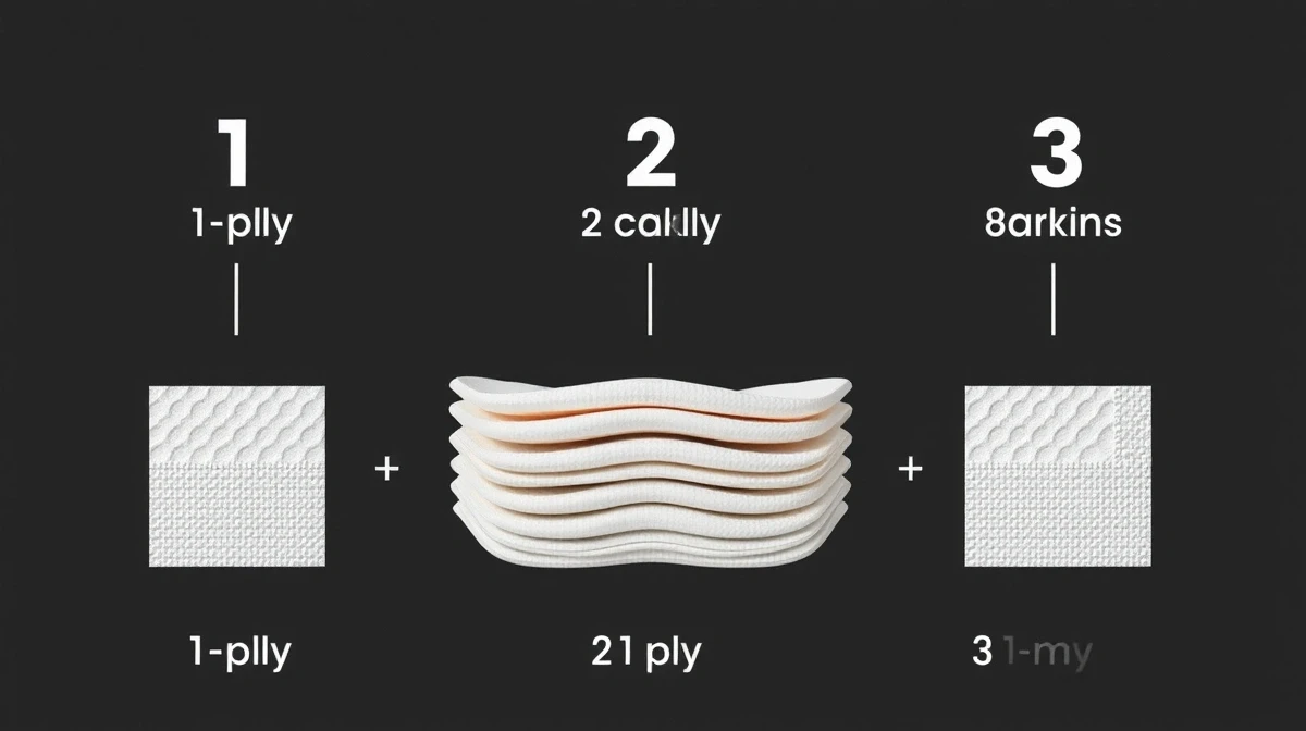 Paper napkins material specifications showing ply count and construction quality - Papacko