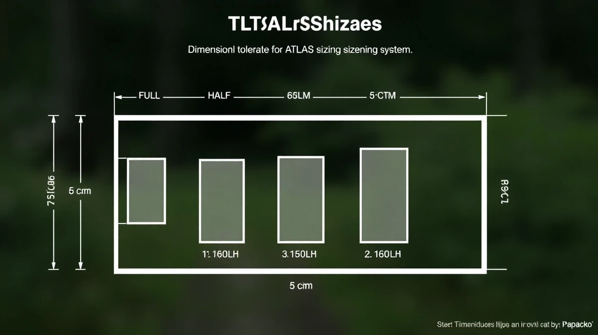 Papacko Technical diagram showing ATLAS unit sizing system with full, half, quarter, and sixth subdivisions,