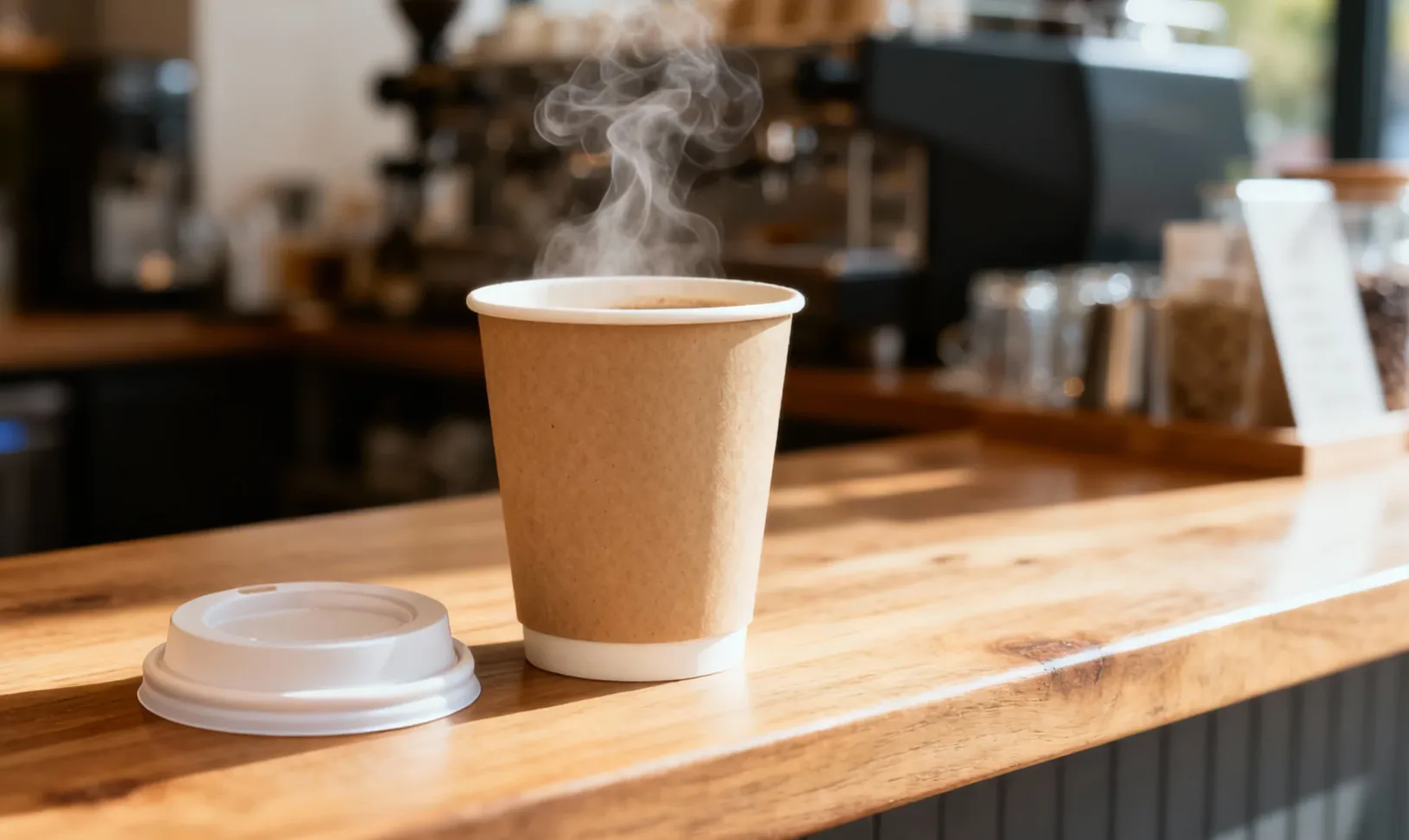 Papacko paper cups used in cafés and coffee chains for takeaway hot beverages