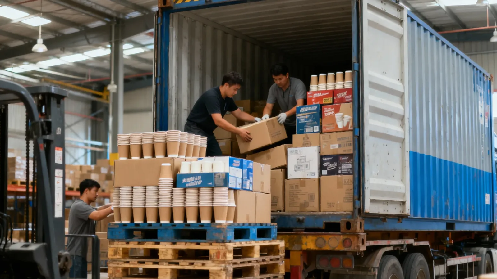 Papacko export-ready packaging and container loading for paper cups