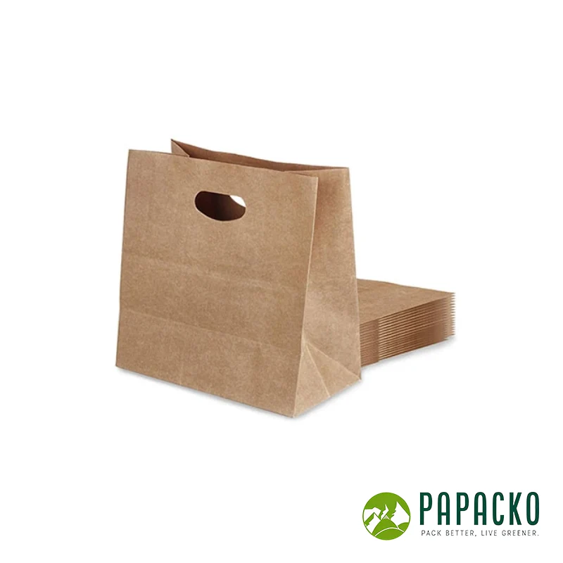Papacko kraft paper bags with twisted handles for takeaway and delivery use