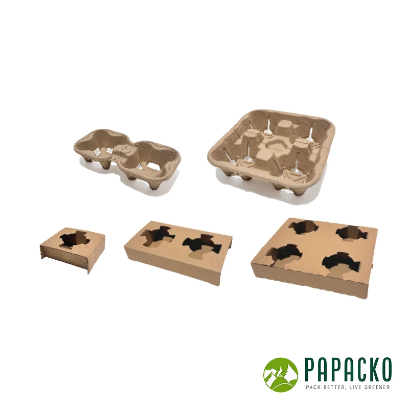 Papacko paper cup holders as coffee packaging accessories for takeaway drinks