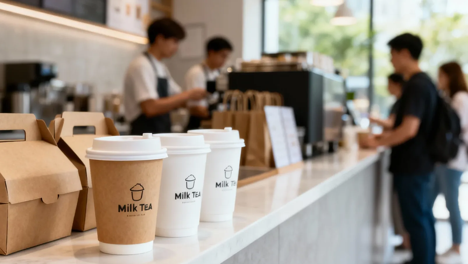 Papacko takeaway paper cups for restaurants, milk tea, and beverage brands