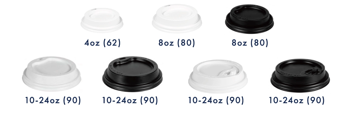 Papacko cup lids matching with single wall paper cups — PS, CPLA and Paper options