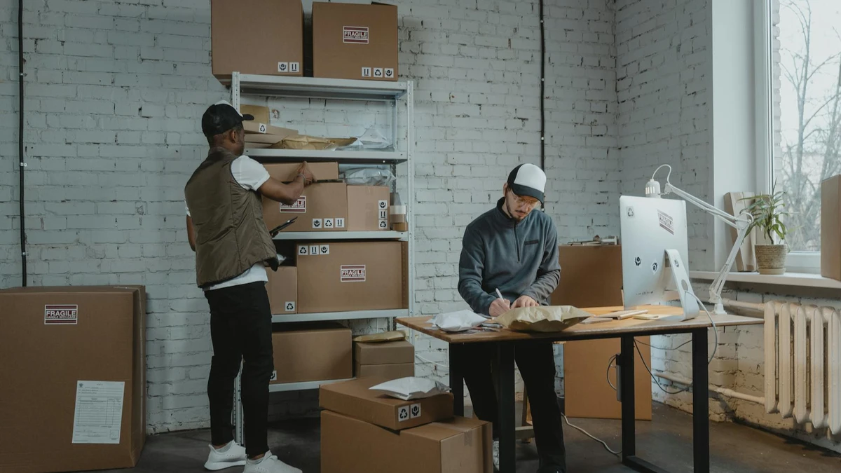 Papacko customs inspection officer checking paper cup shipment documentation at EU border crossing