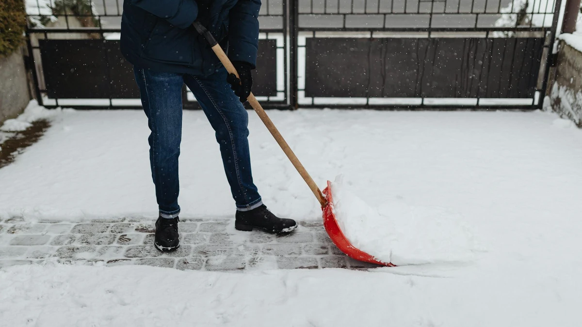 Papacko delivery person holding insulated food packaging in winter outdoor setting with snow or cold weather