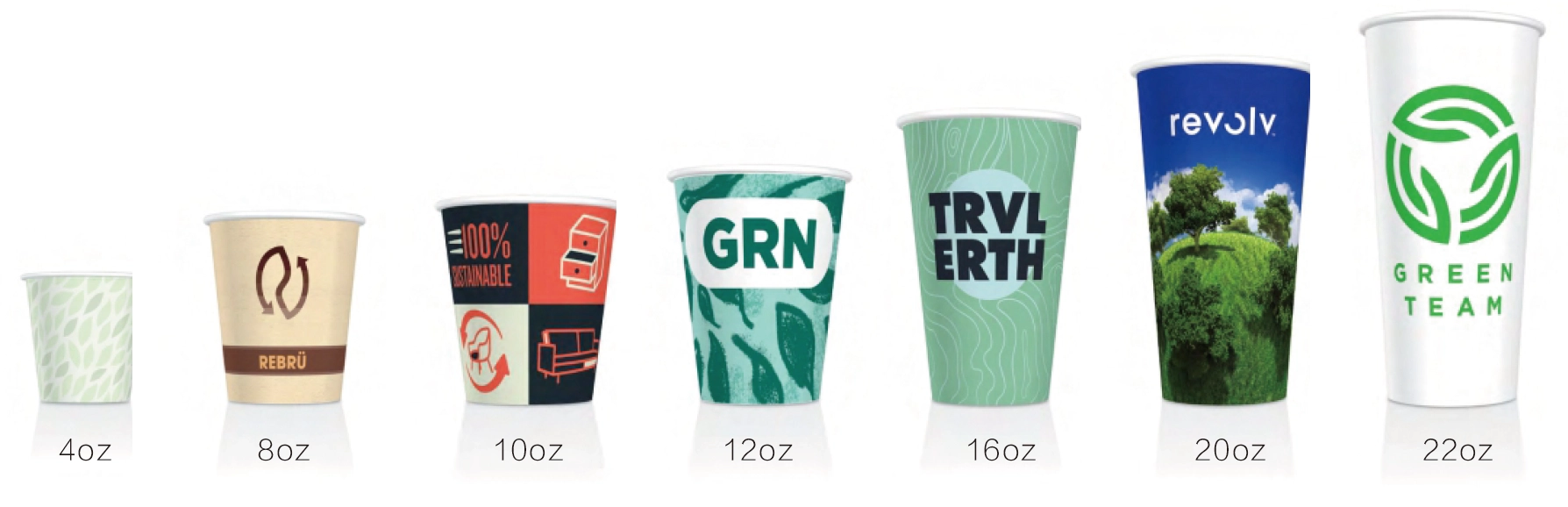 Papacko single wall paper cup dimensions showing top diameter, bottom diameter and height