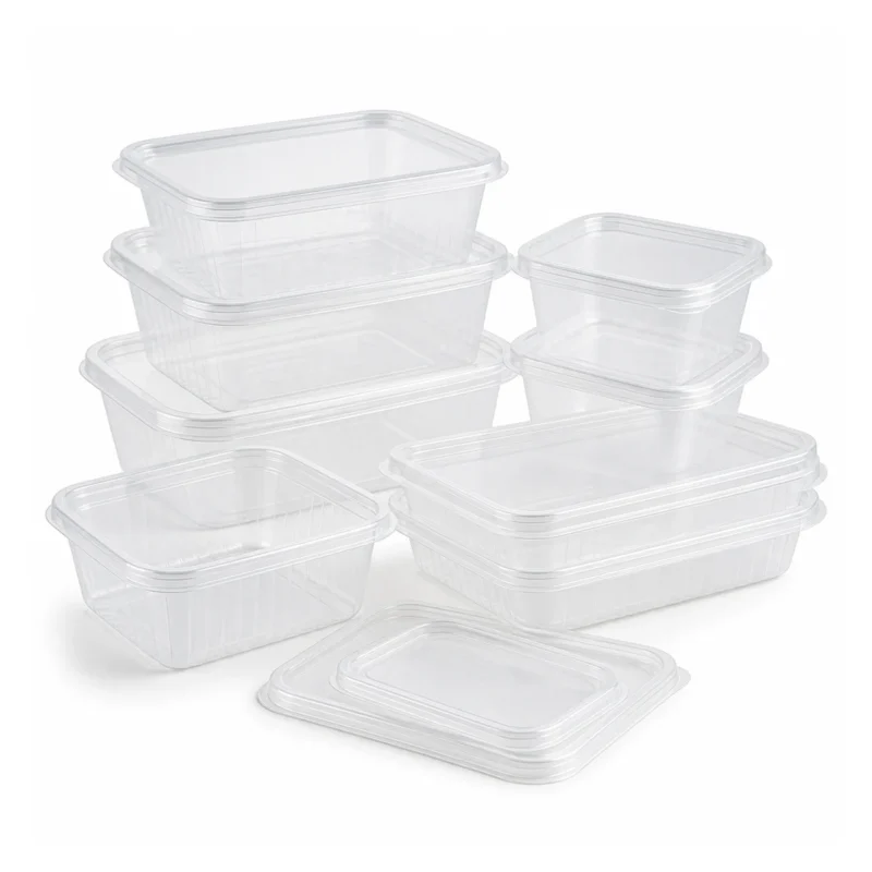 Disposable Plastic Food Containers AI product photo Papacko disposable plastic food containers for takeaway meals and meal prep