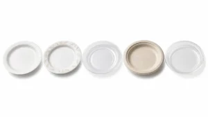 Five disposable plate types compared side by side for wholesale foodservice buying decisions.