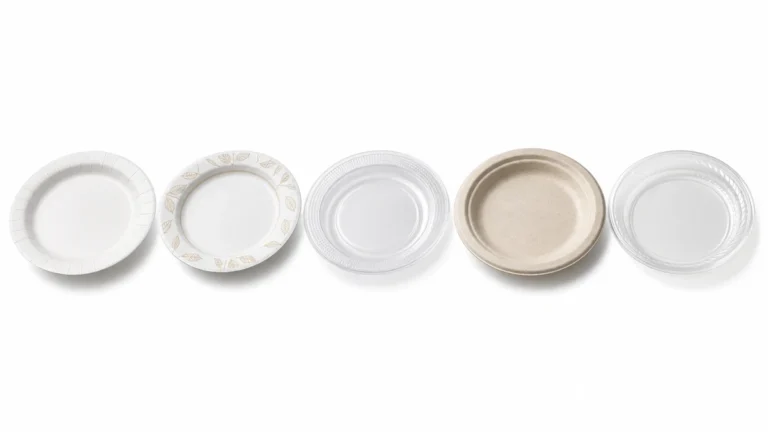 Five disposable plate types compared side by side for wholesale foodservice buying decisions.