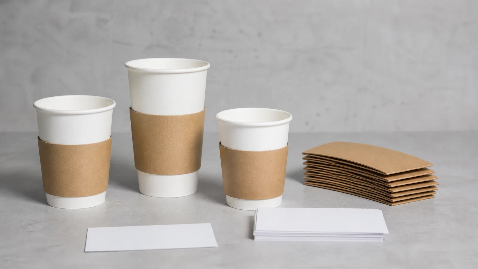 Plain unprinted sleeve samples arranged for print review