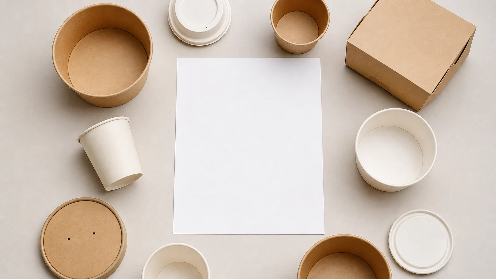 Packaging samples beside a blank buyer brief sheet