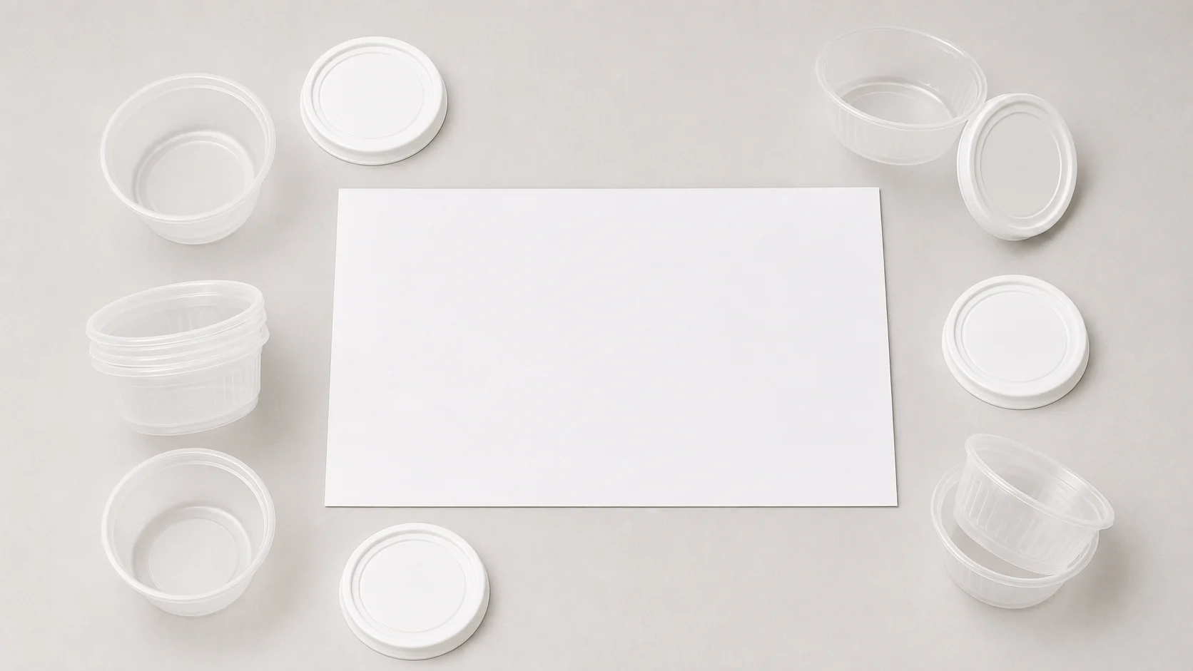 Condiment cup samples beside a blank implementation record sheet