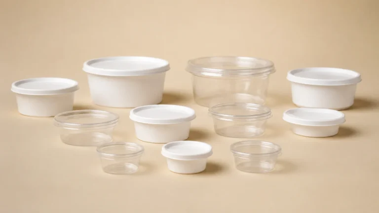 Empty unbranded condiment cup and plain lid samples