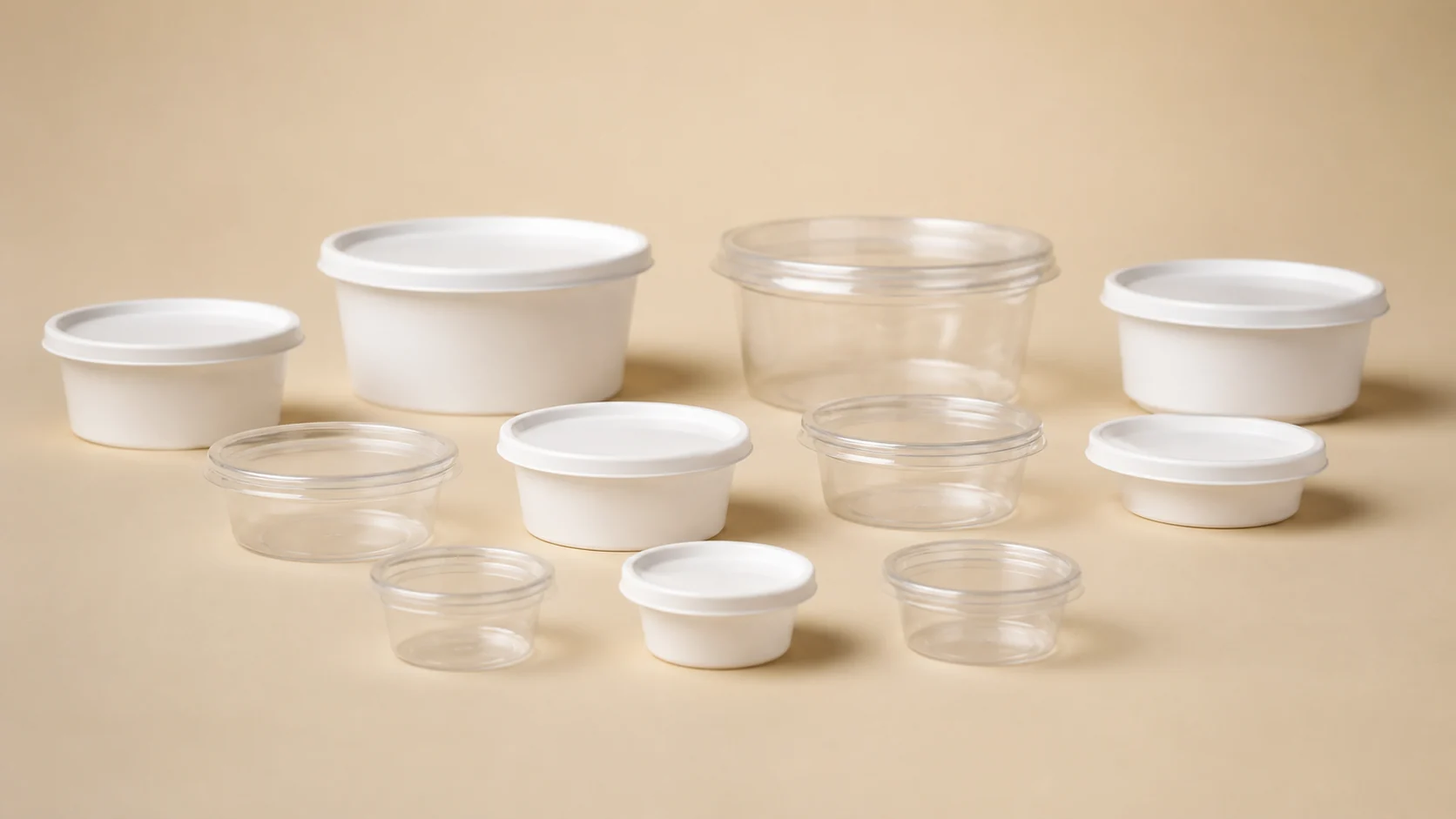 Empty unbranded condiment cup and plain lid samples