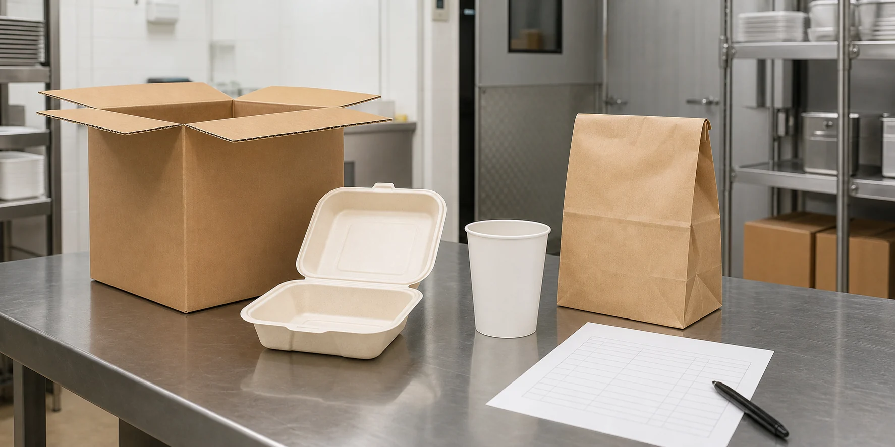 Unbranded food packaging carton and component samples staged for receiving inspection