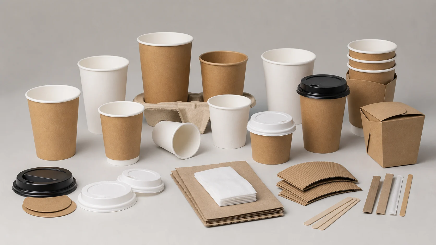 Empty unbranded custom paper cup samples arranged for buyer approval