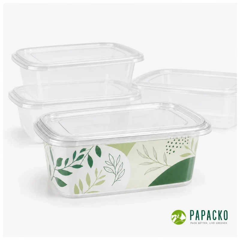 Custom Printed Plastic Food Containers with Papacko Logo Custom printed plastic food containers with Papacko logo