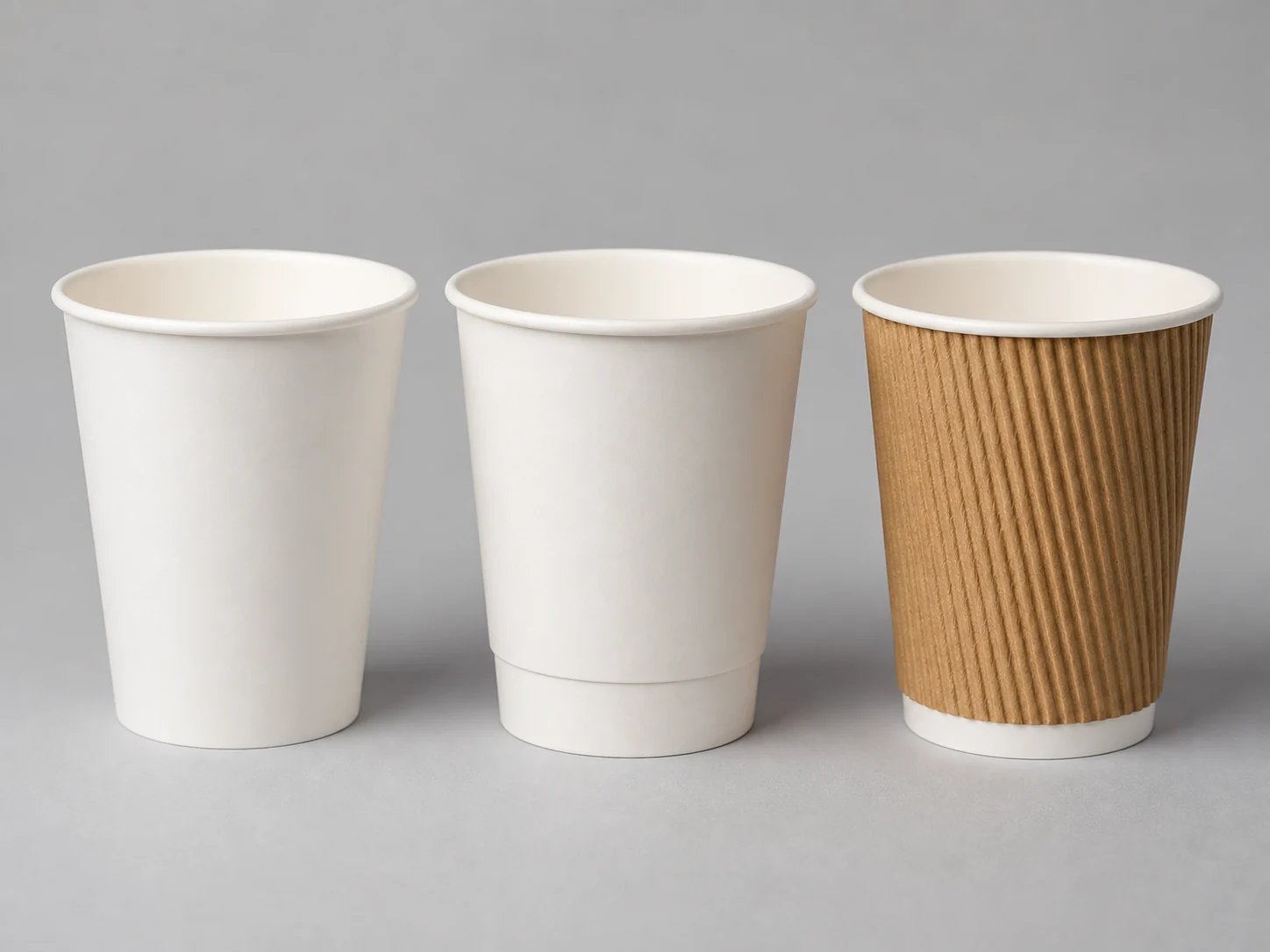 Single-wall double-wall and ripple-wall disposable coffee cup samples