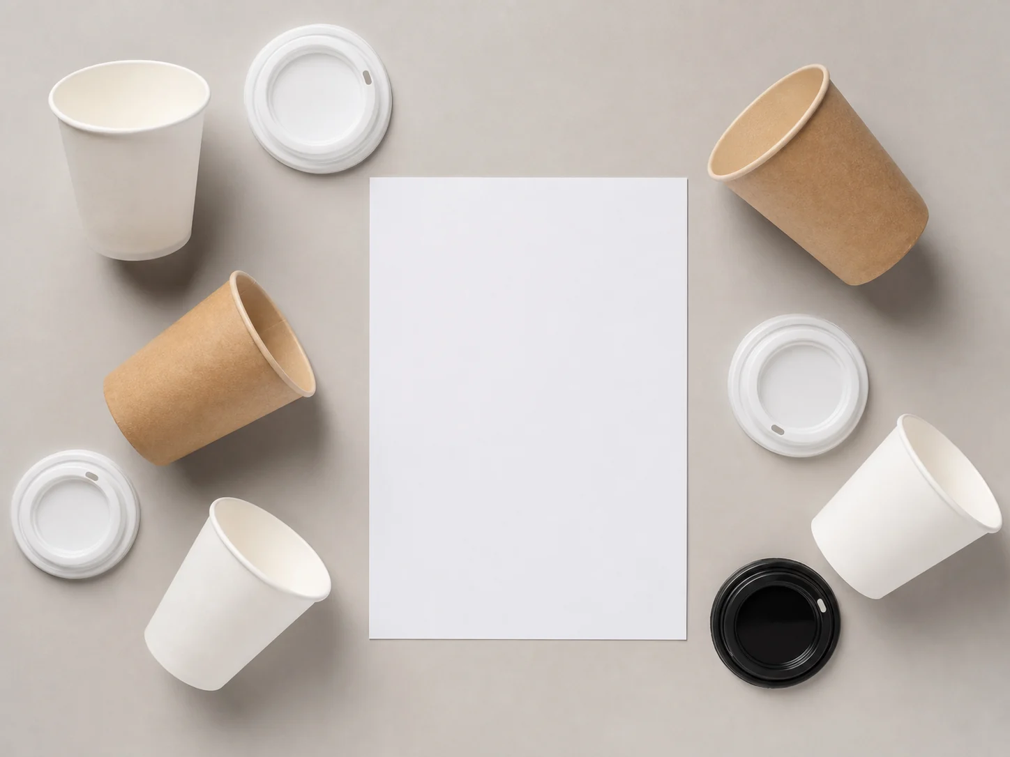 Blank workflow record with coffee cup and lid samples