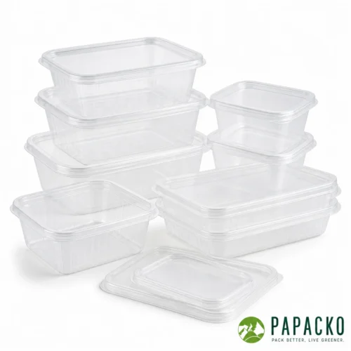 Papacko disposable plastic food containers with logo