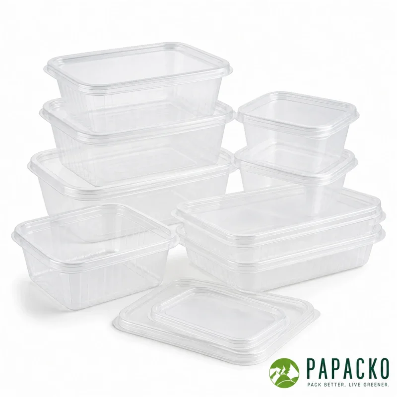 Papacko disposable plastic food containers with logo