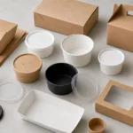 Empty unbranded food packaging components arranged for a buyer leak-risk review