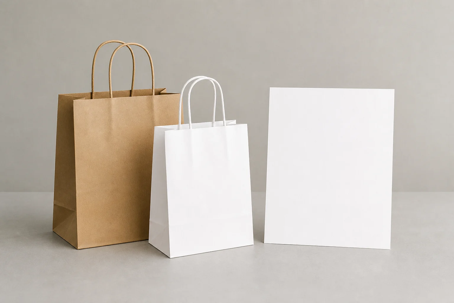 Blank buyer review sheet with paper bag samples