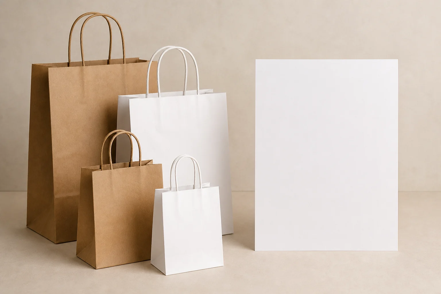 Unbranded paper bag sourcing checklist arrangement
