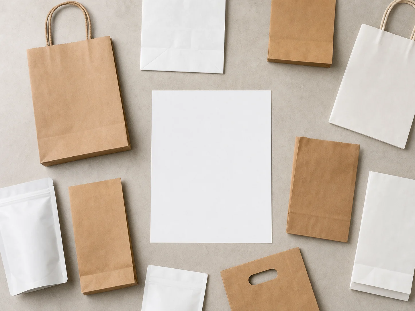 Blank workflow record with paper bag samples