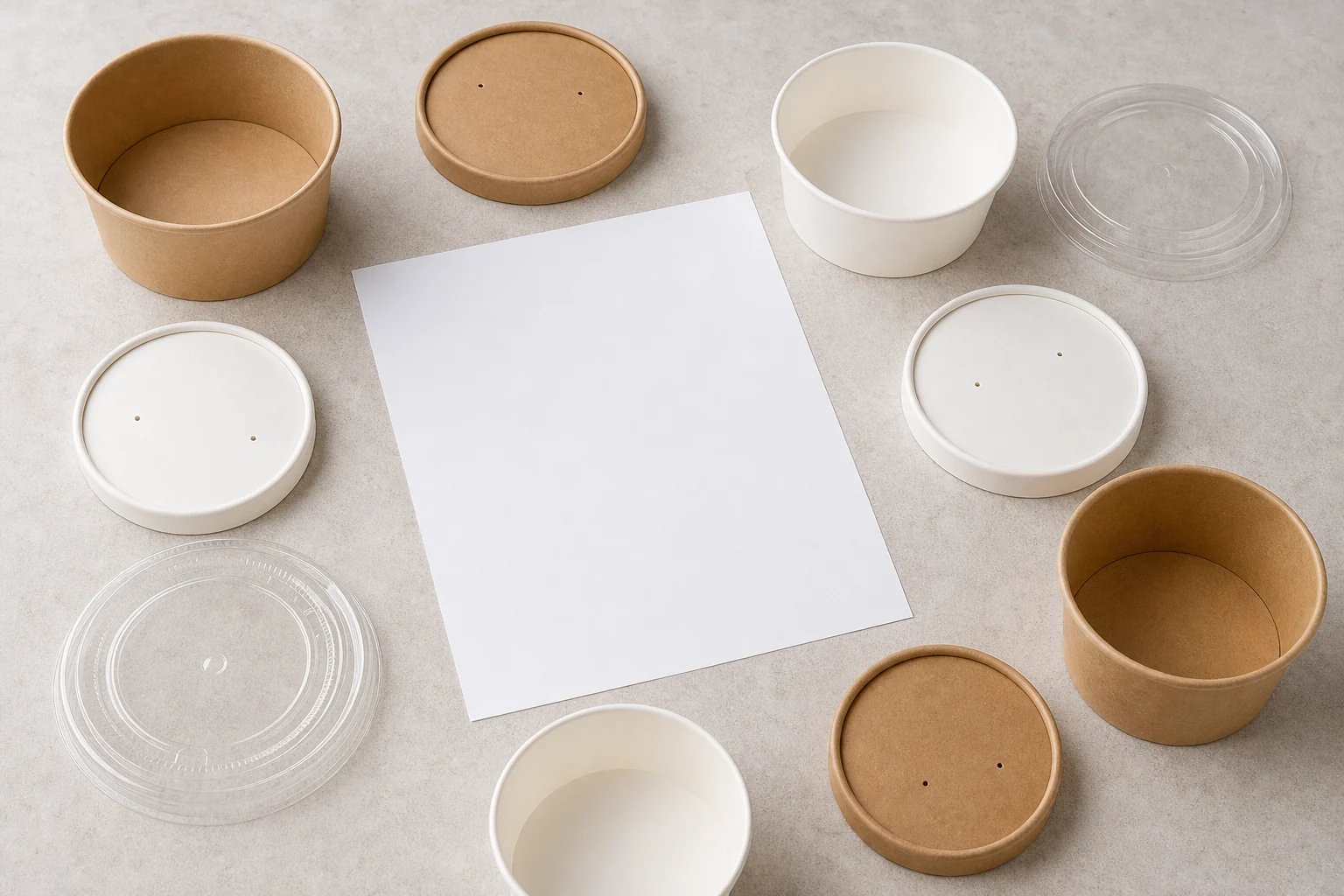 Unbranded paper bowl lid sourcing checklist arrangement