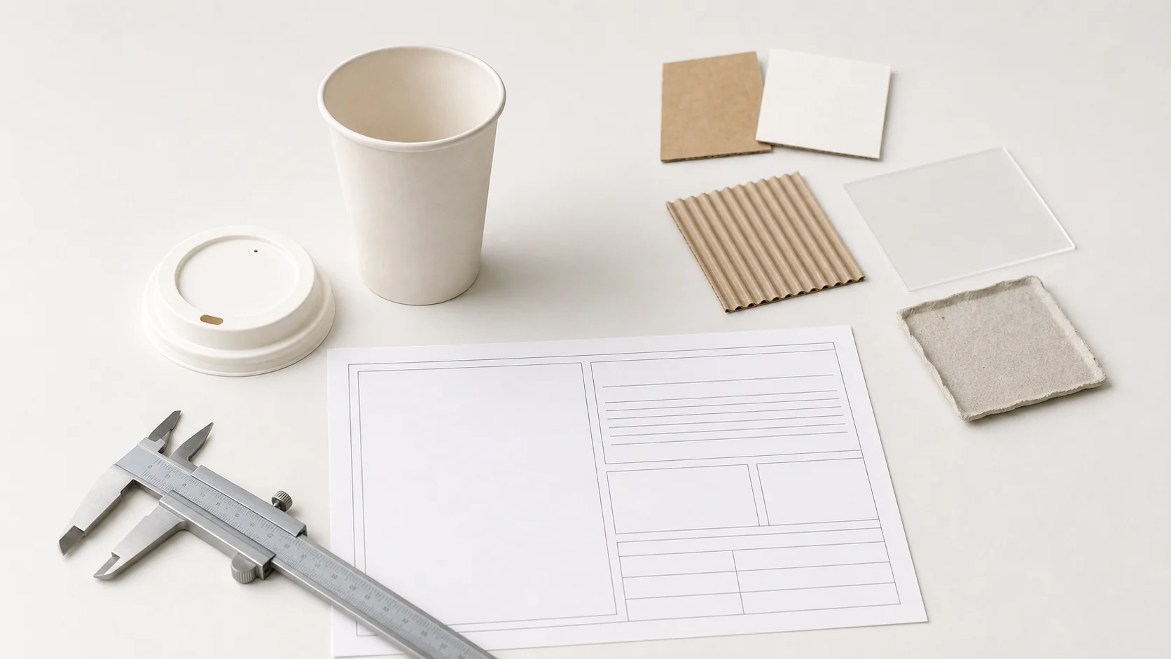 Paper cup samples and blank approval brief for packaging disposal review