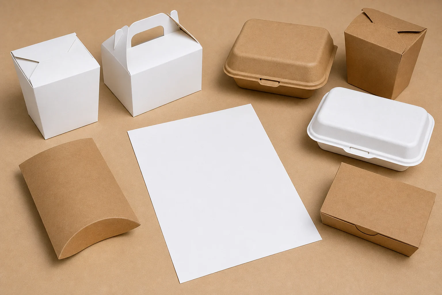 Unbranded paper food box sourcing checklist arrangement