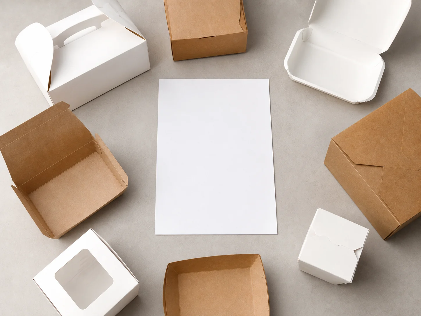 Blank workflow record with paper food box samples
