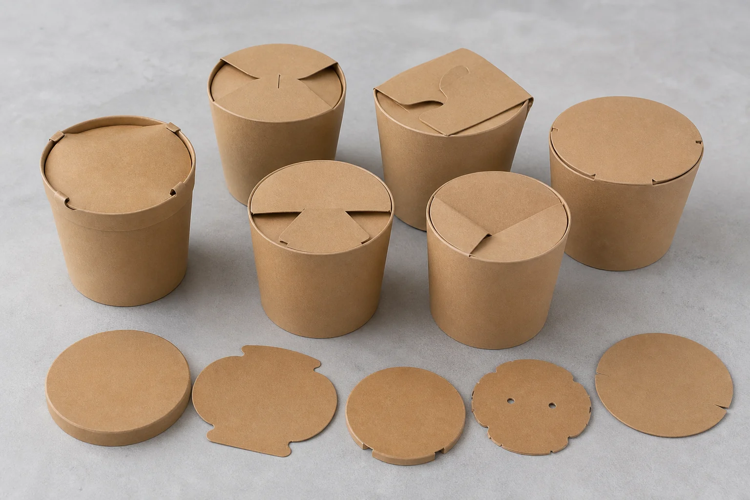 Plain paper food pail closure samples