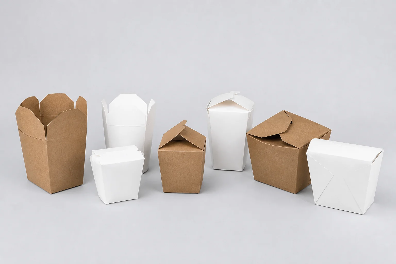 Unbranded paper food pail product arrangement