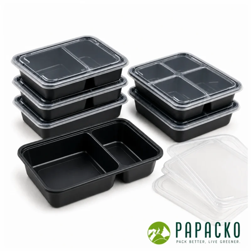 Papacko plastic compartment food containers with logo Papacko plastic compartment food containers with logo