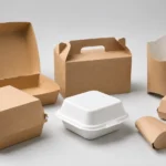 Empty unbranded burger boxes and paper packaging formats
