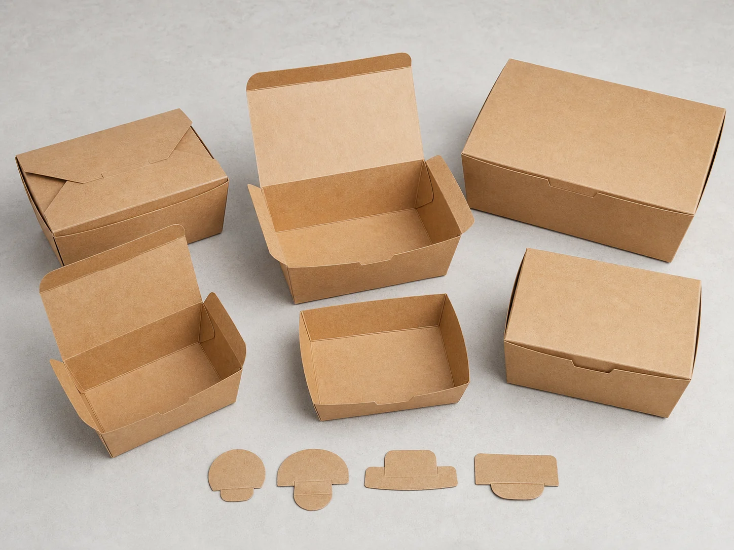 Plain takeaway lunch box closure samples