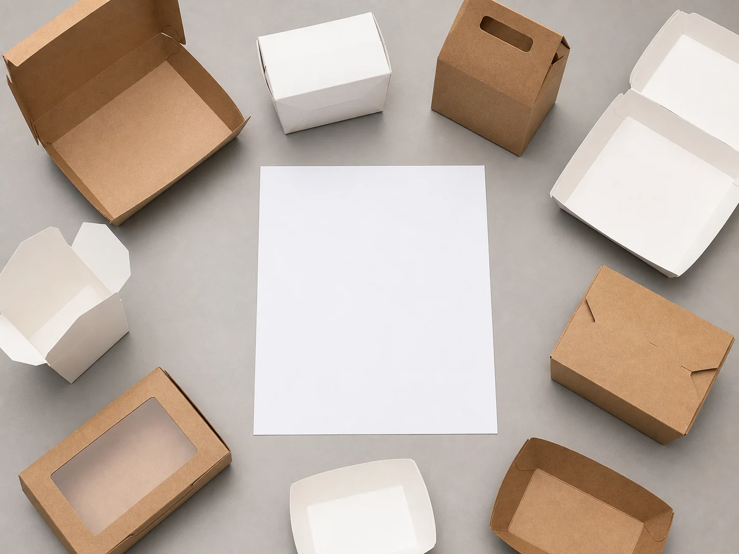 Blank document review with lunch box samples