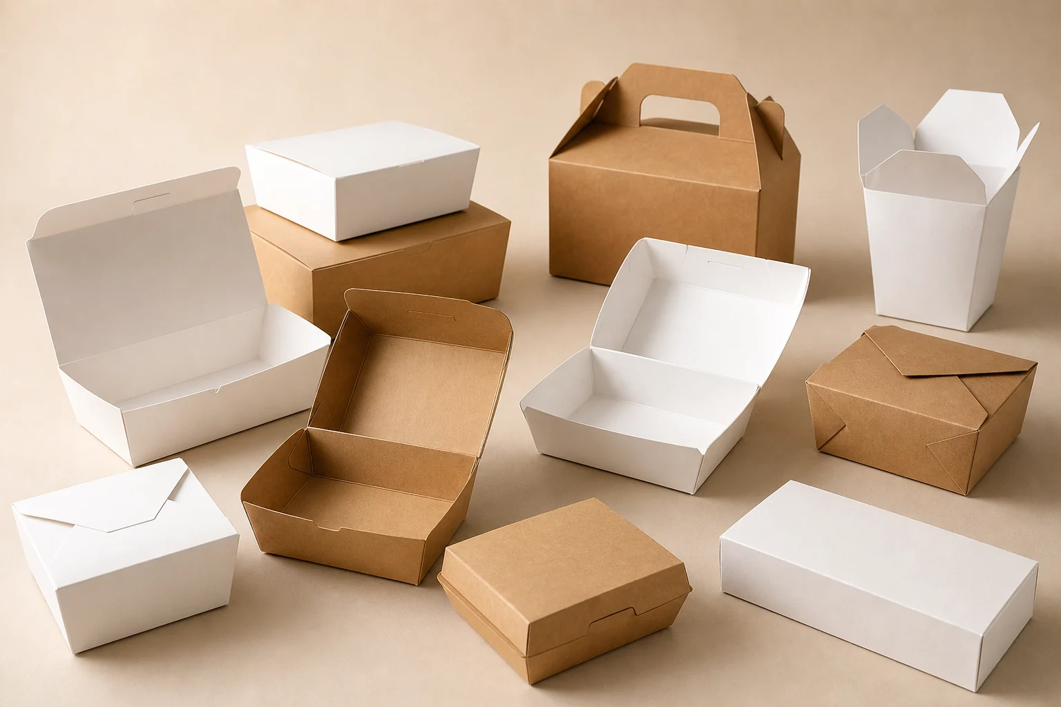 Unbranded takeaway lunch box product arrangement